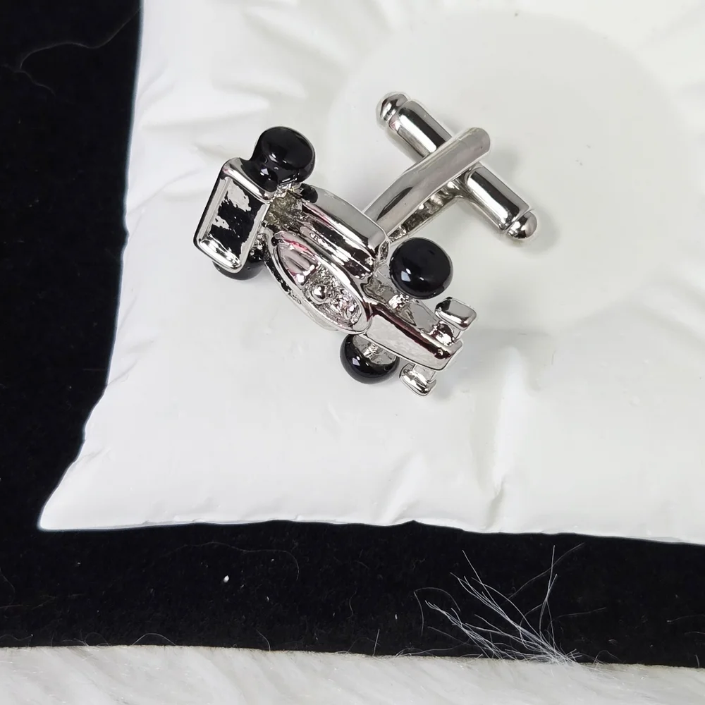 Formula One Race Car Cufflinks Silver F1 Racing Driver French Cuff Formal Gift